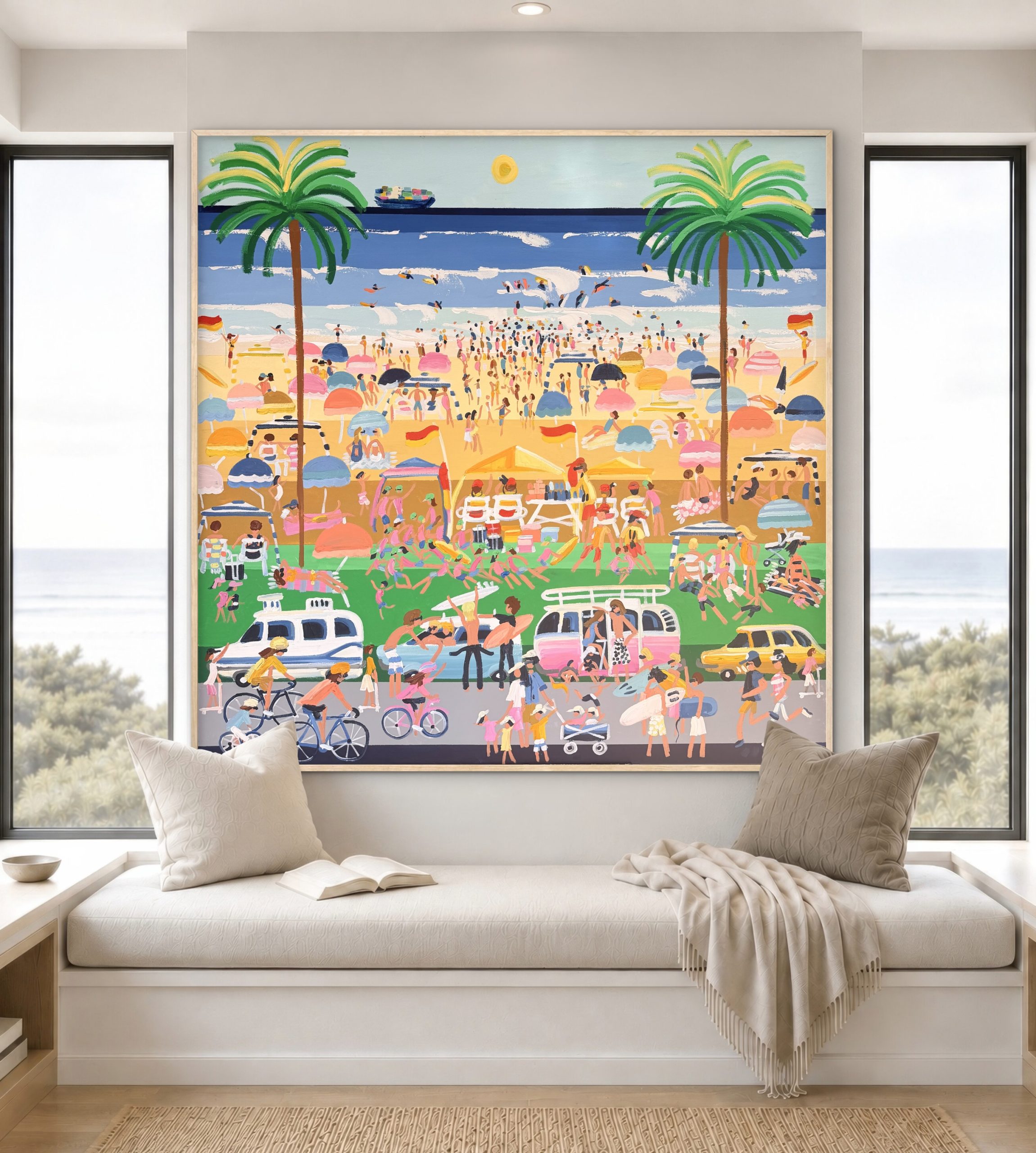 Busy Saturdays 146 x 146cm framed - Image 4