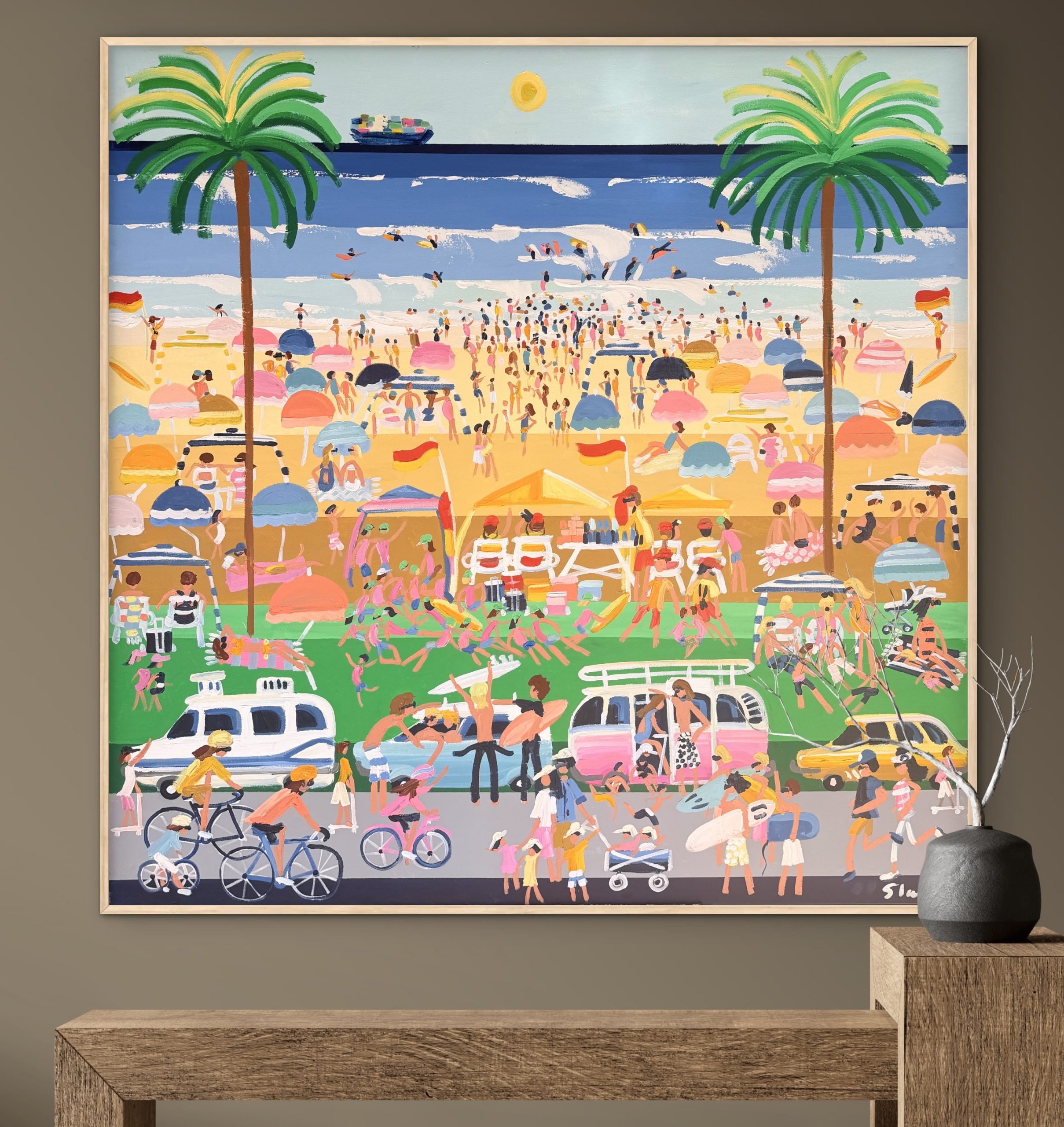 Busy Saturdays 146 x 146cm framed - Image 2
