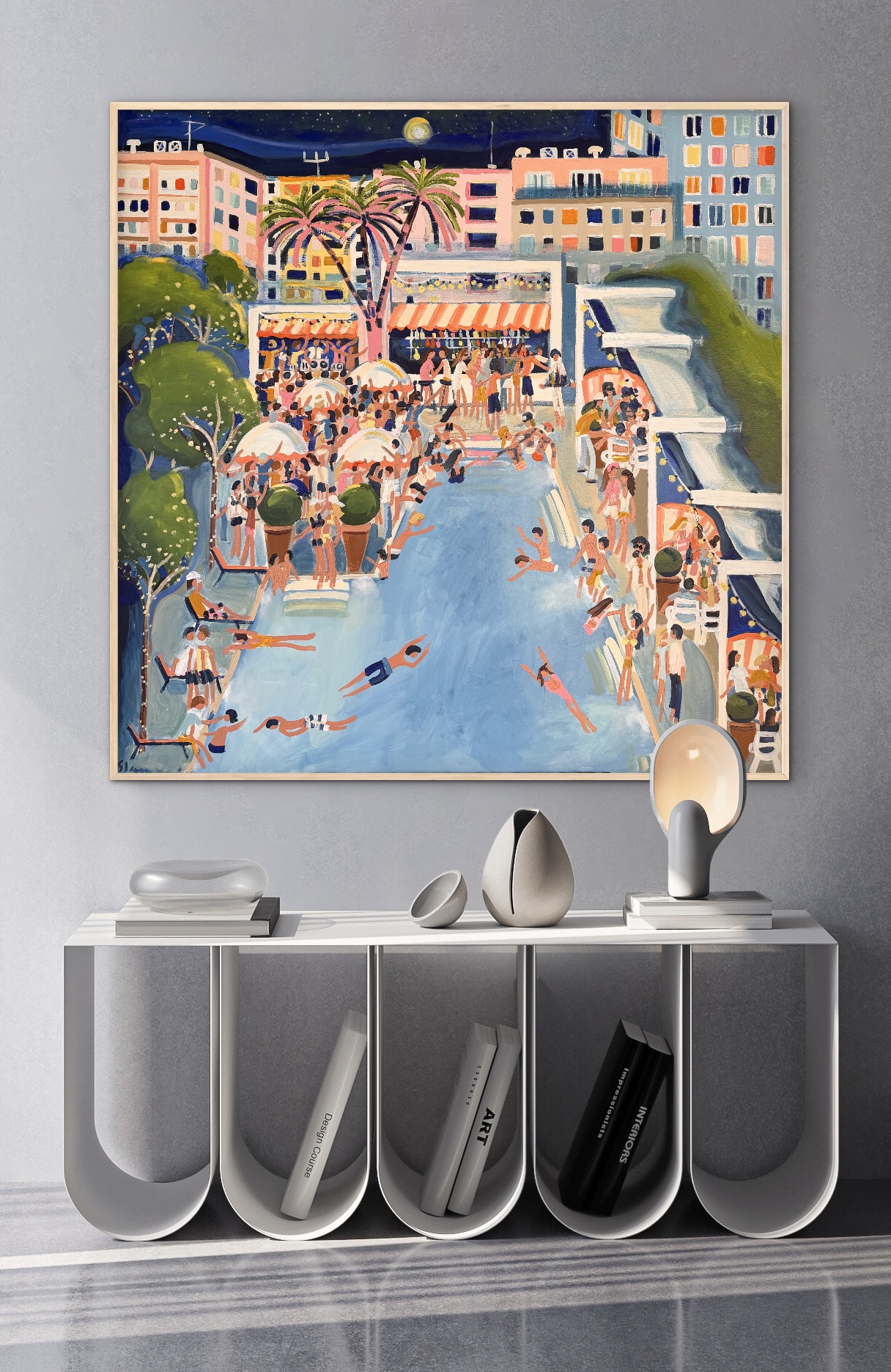 Night Life 126x126cm framed - Image 6