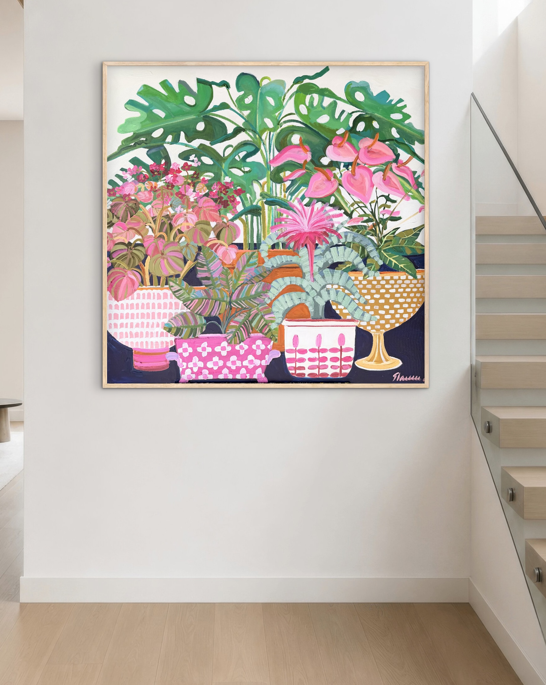 Hot House Flowers 106x106cm framed - Image 6