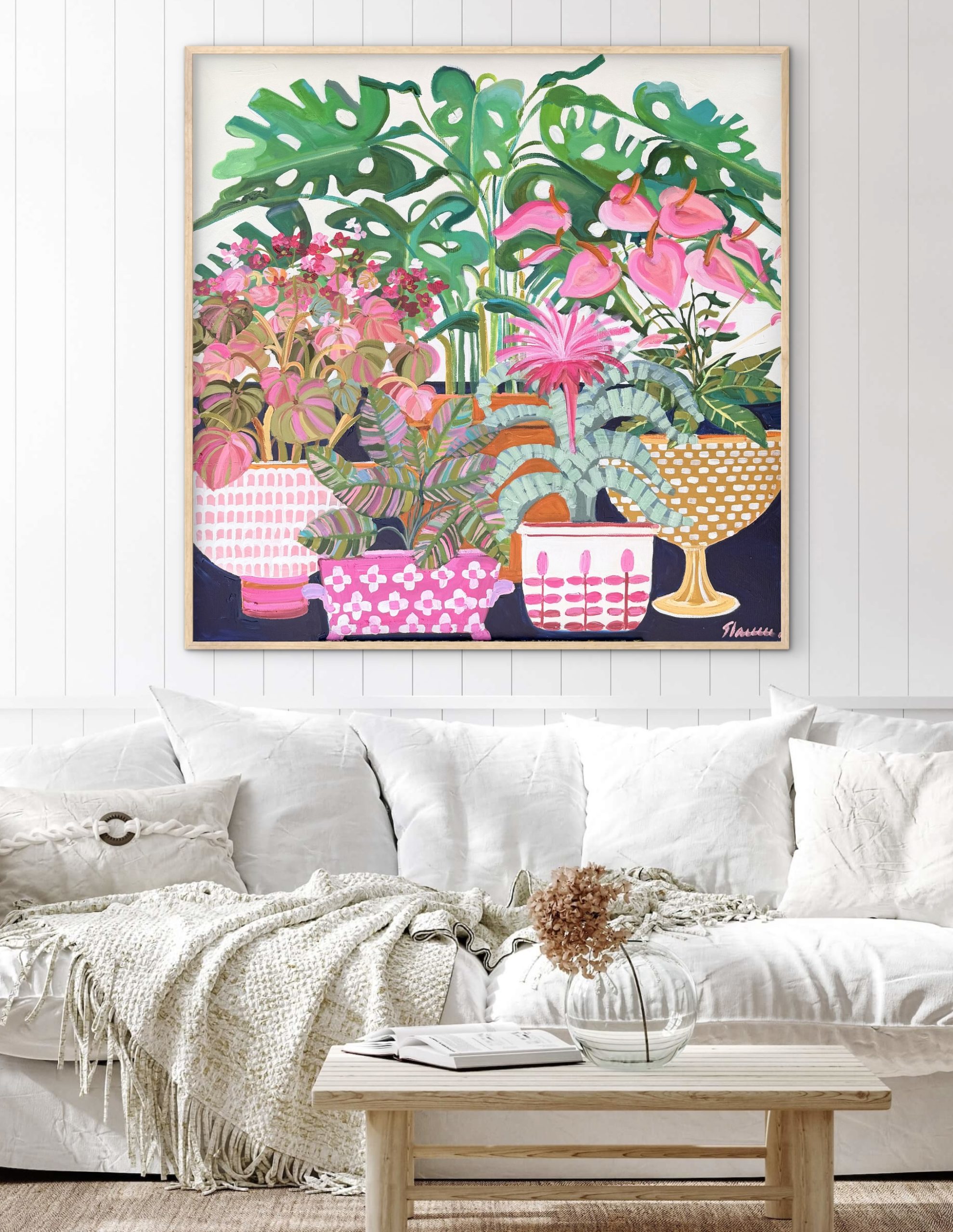 Hot House Flowers 106x106cm framed - Image 3