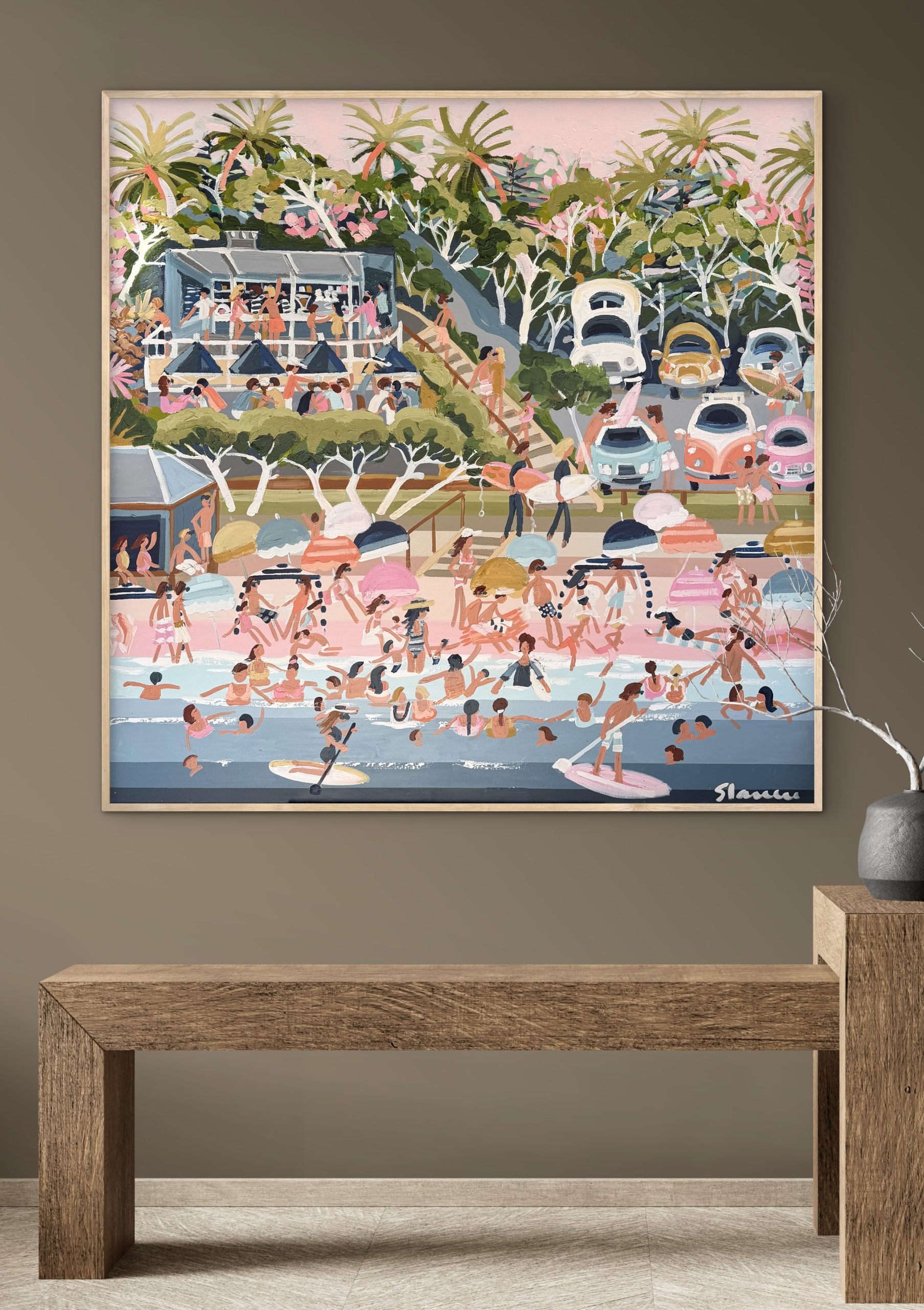 Bar Beach 126 x 126cm framed - Image 4