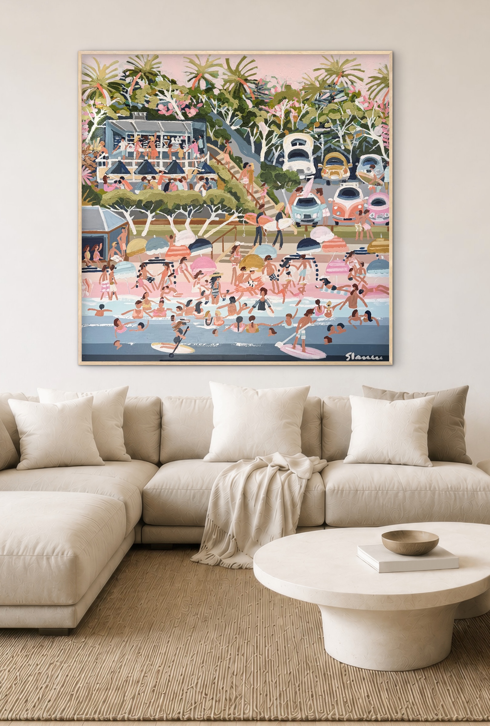 Bar Beach 126 x 126cm framed