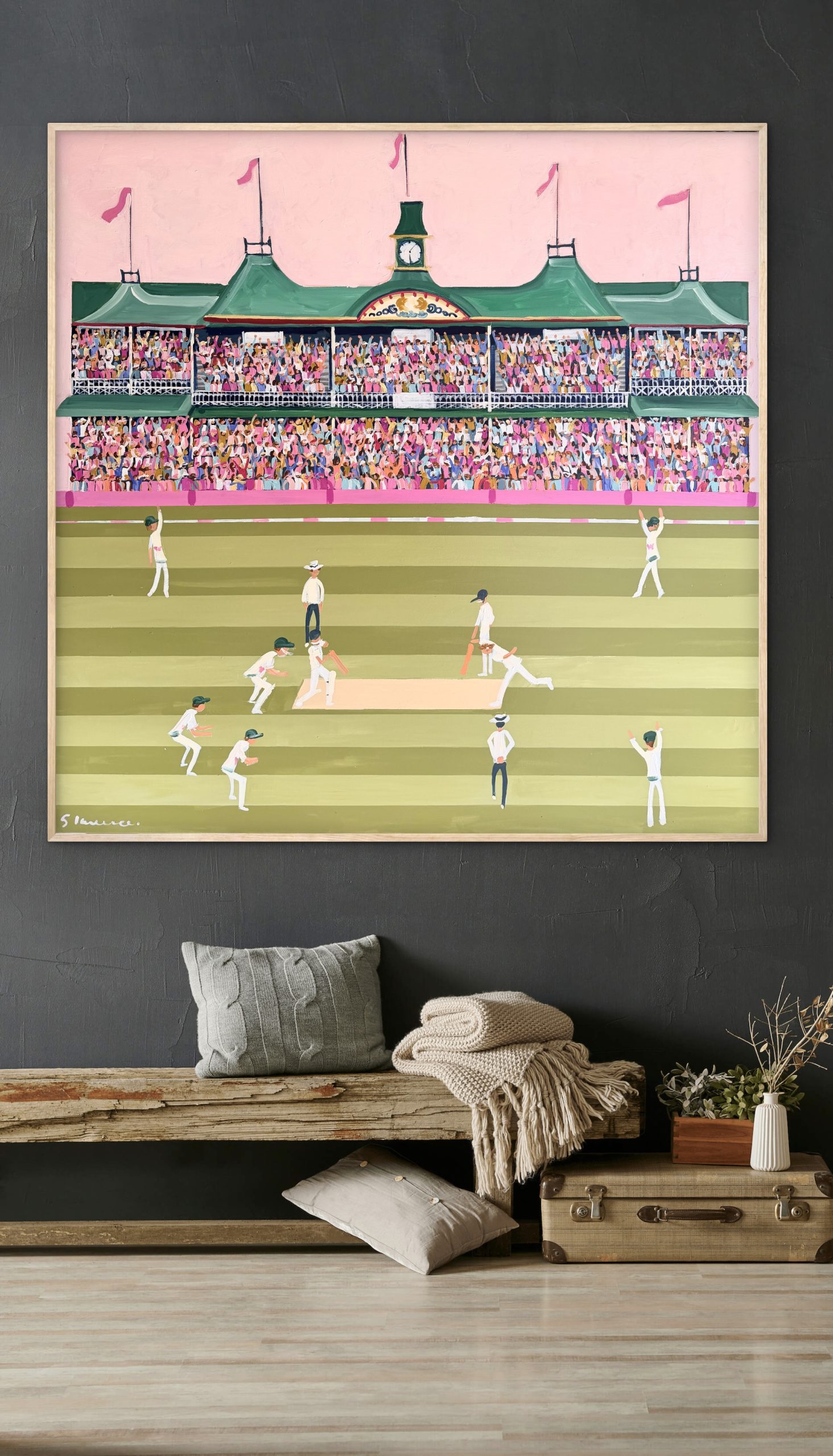 Cricket Pink Test 126x126cm framed - Image 2