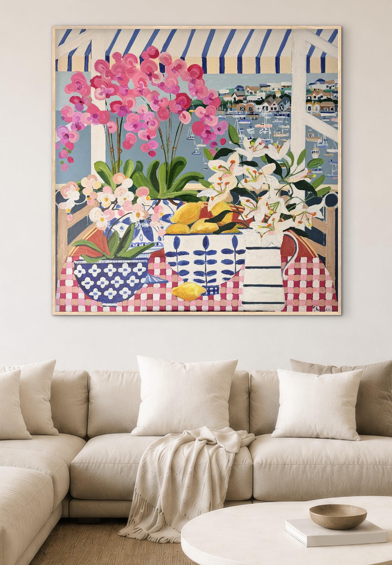 Coastal Views 126x126cm framed - Image 4