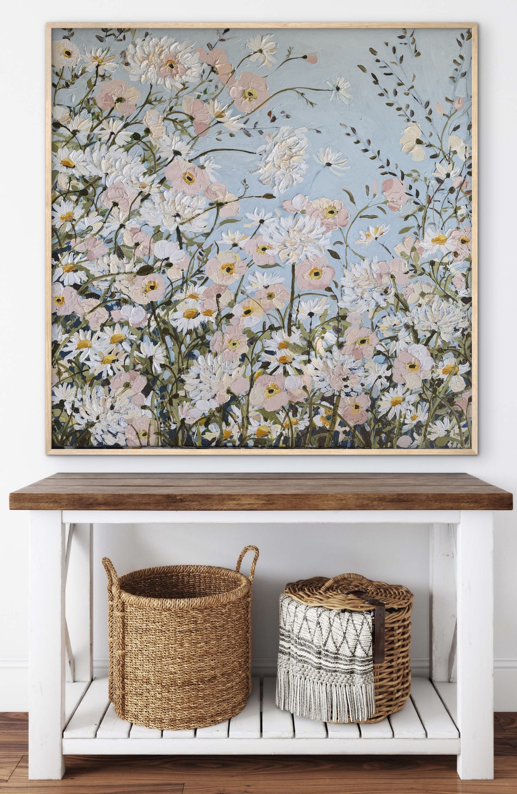 Poppies and Daisies 106x106cm framed