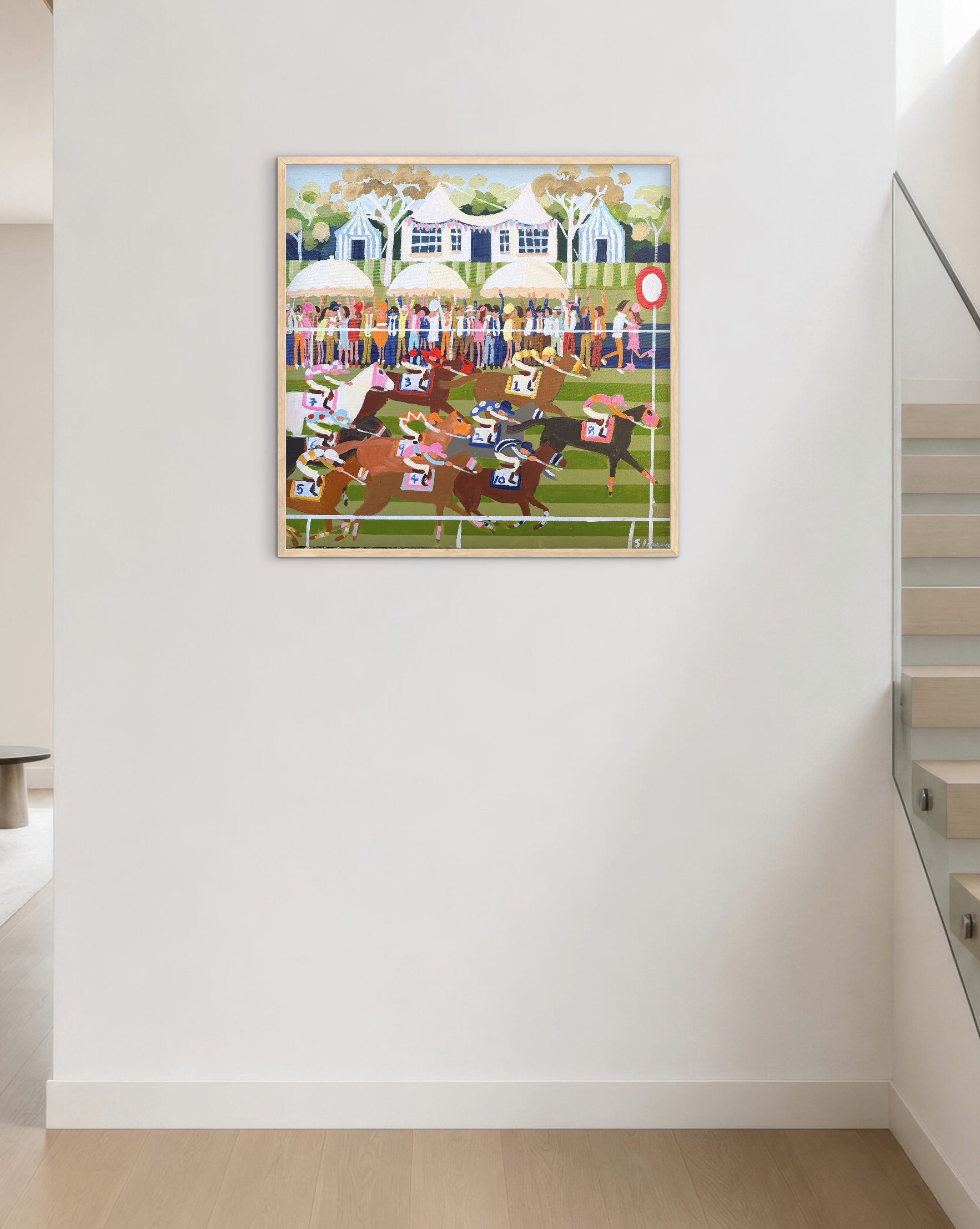 Country Town Races 66x66cm framed - Image 2