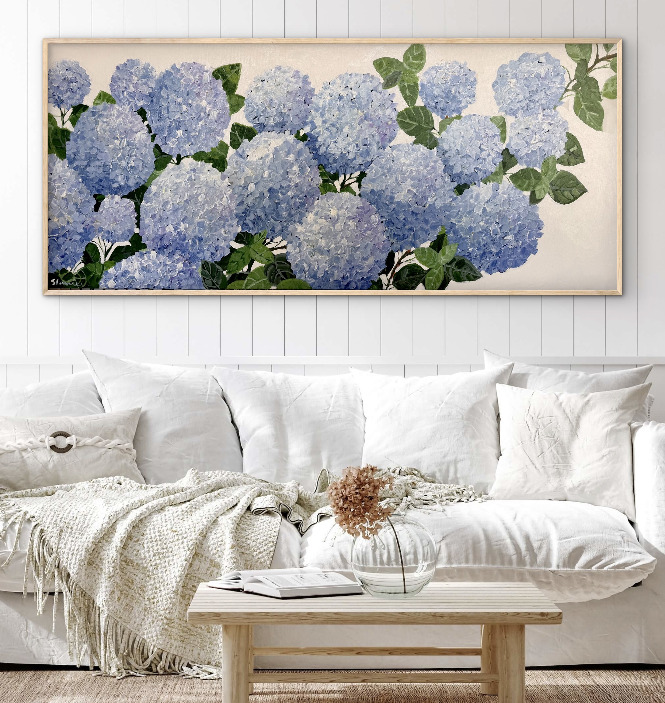 Blue hydrangea on a white background