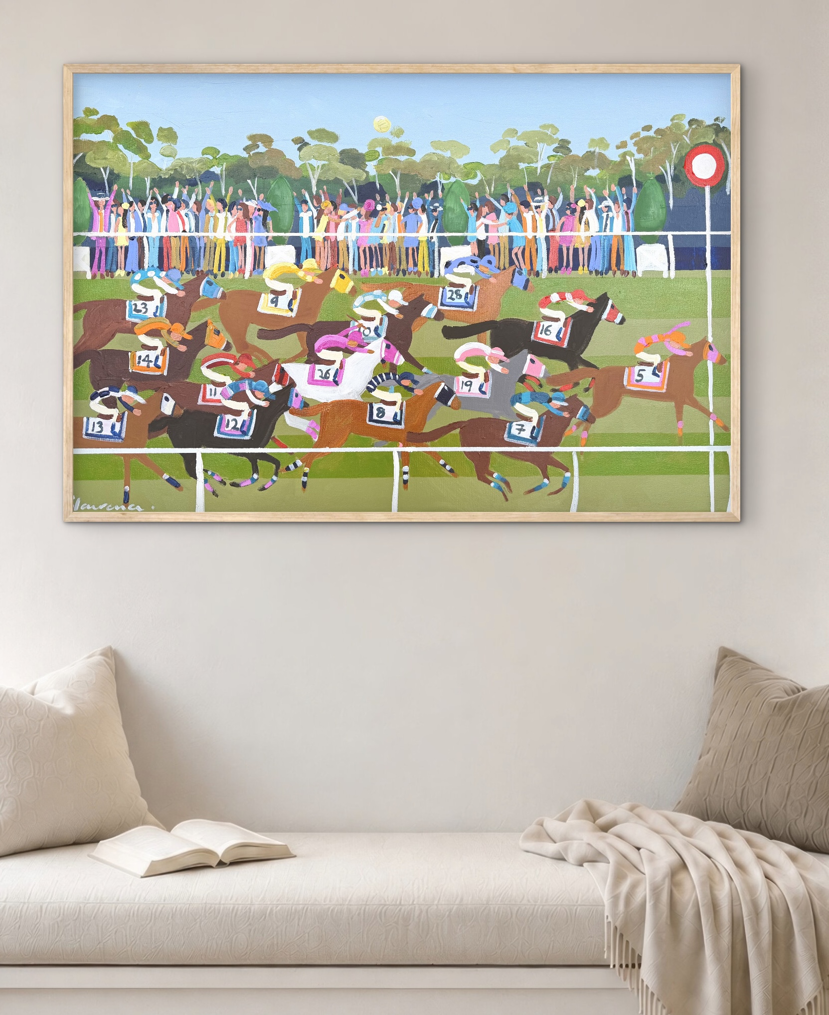 Country Town Races 96 x 66cm framed - Image 4