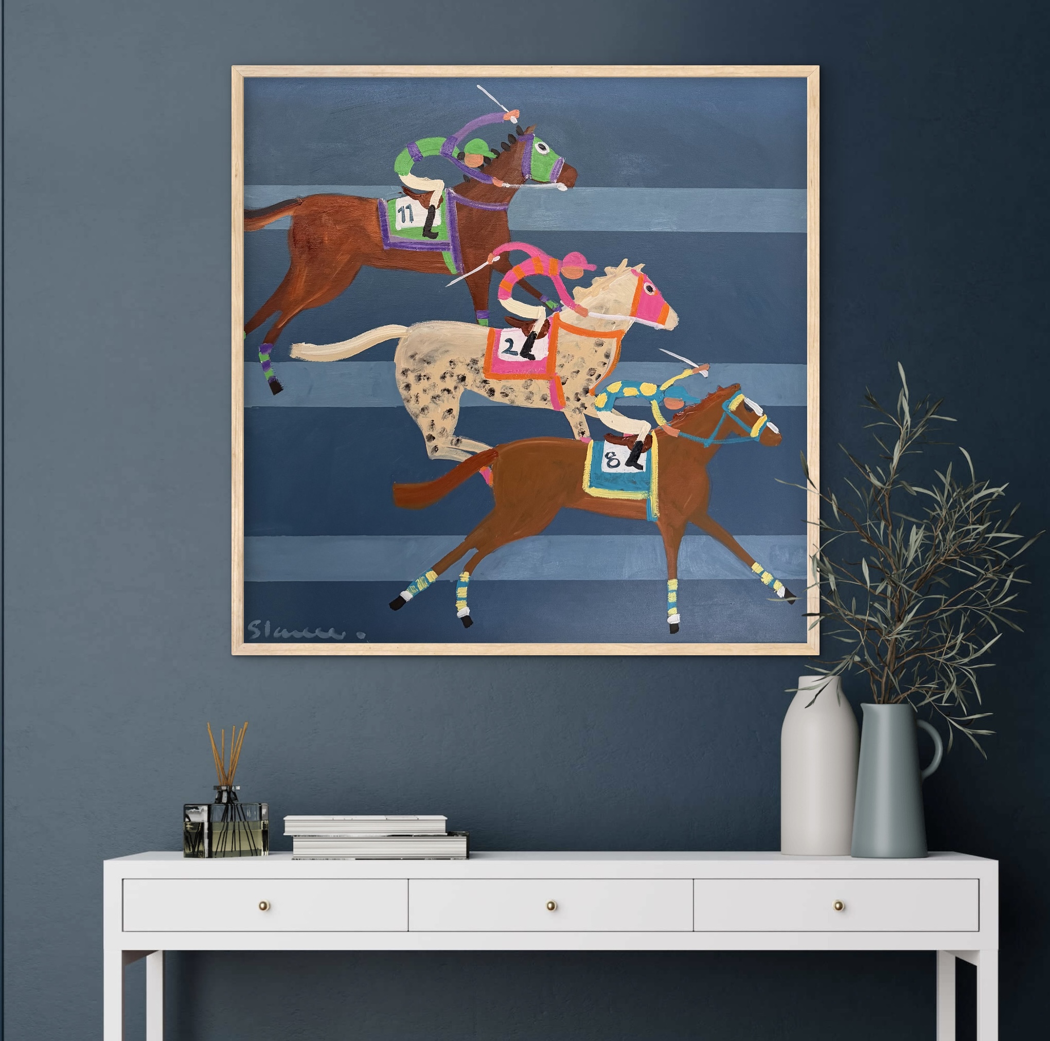 Horse Racing Artwork Three Horse Race by Sophie Lawrence - Image 5