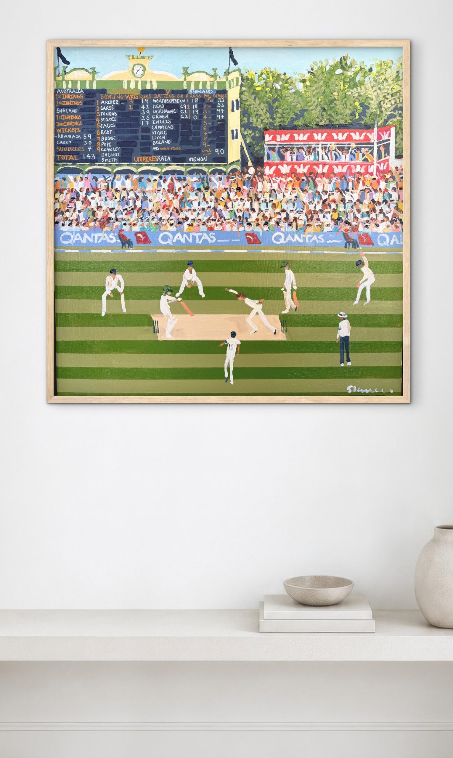 Cricket Adelaide Ashes 66x66cm framed - Image 6