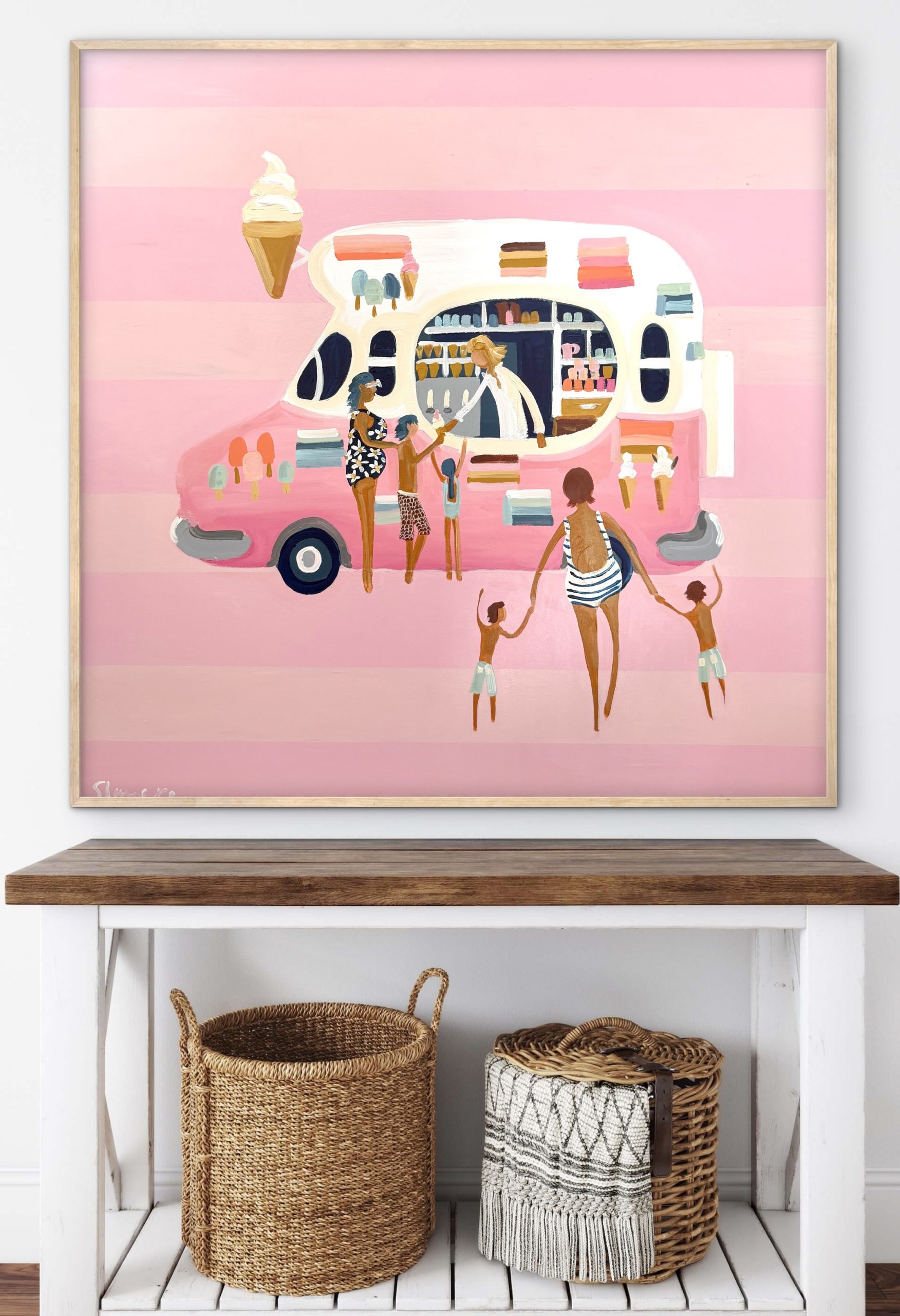 Mr Whippy Pink 106x106 cm framed - Image 3